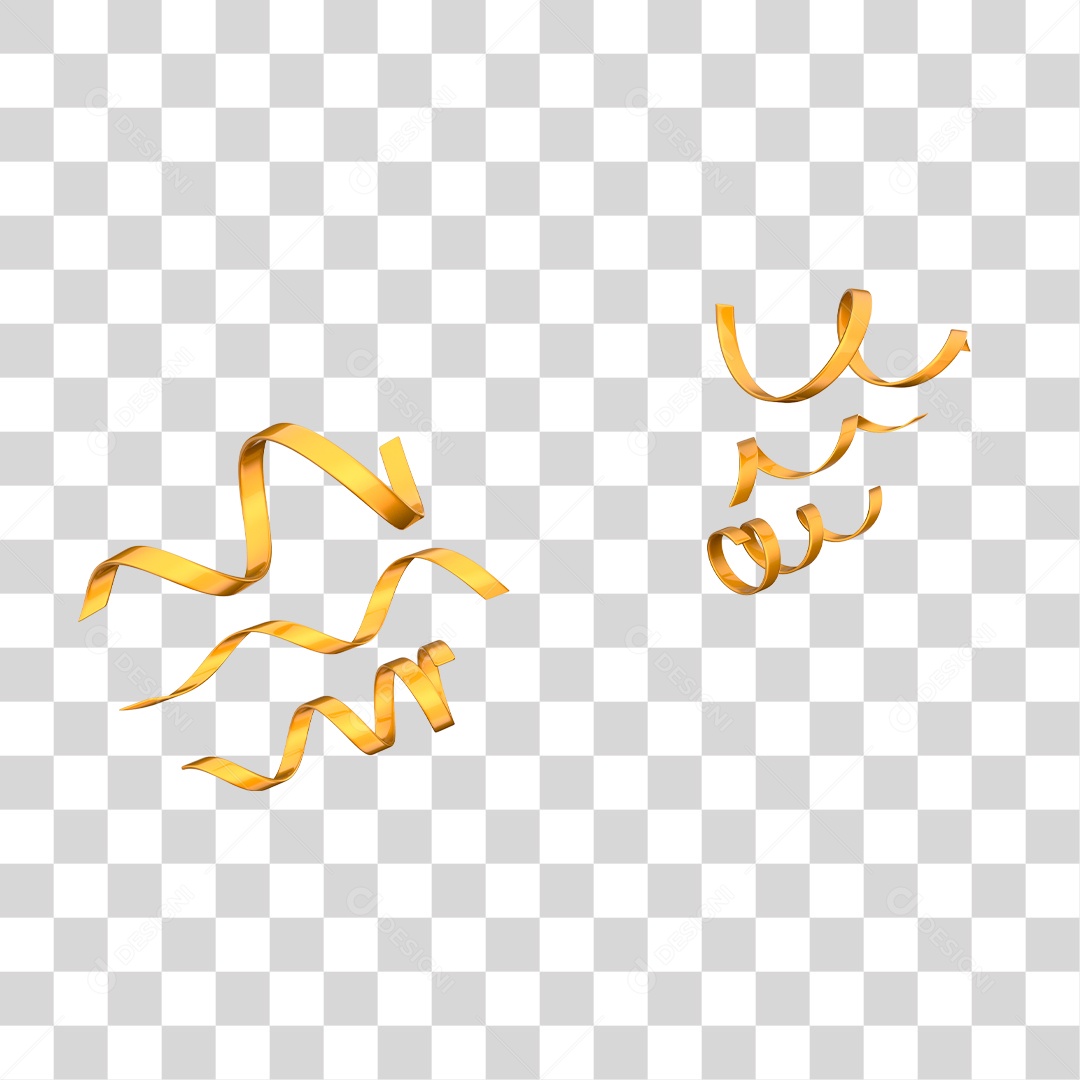 Fitas Dourada Elemento 3D para Composição PNG Transparente