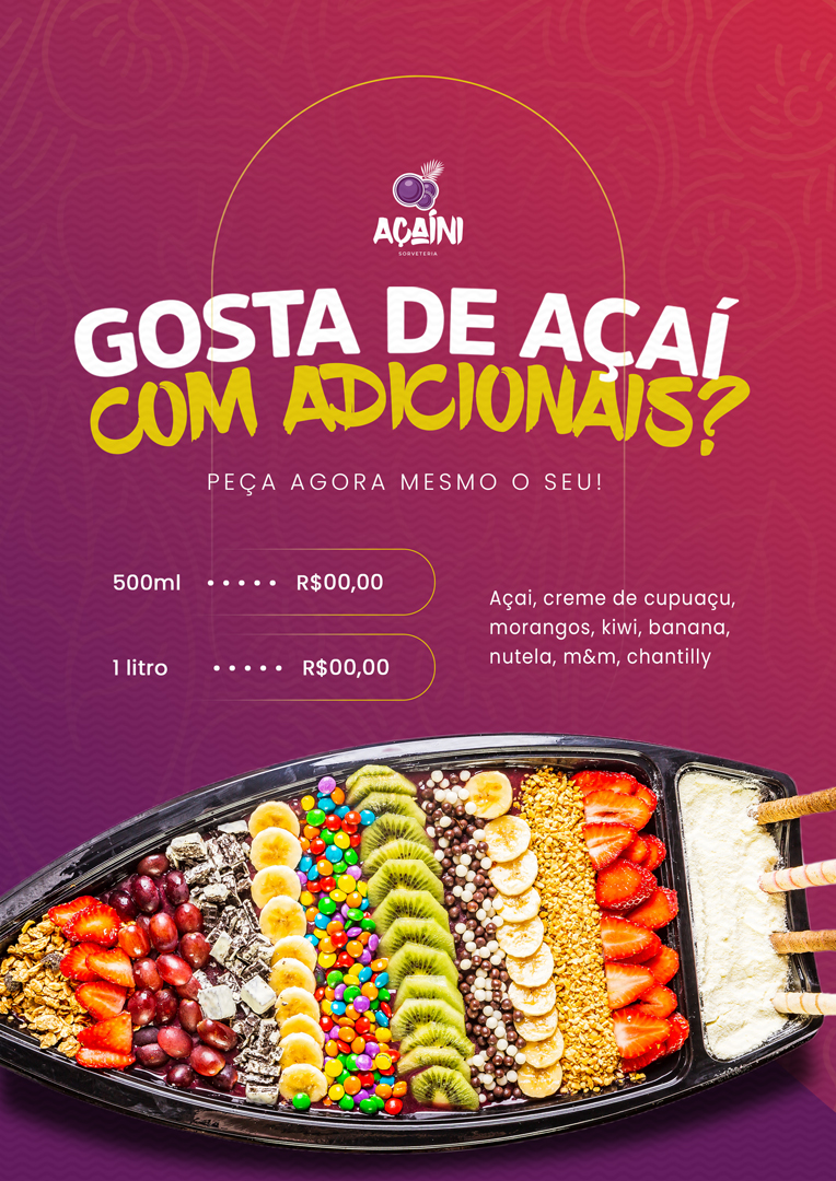 Modelo de Cardápio de Açaiteria PSD Editável