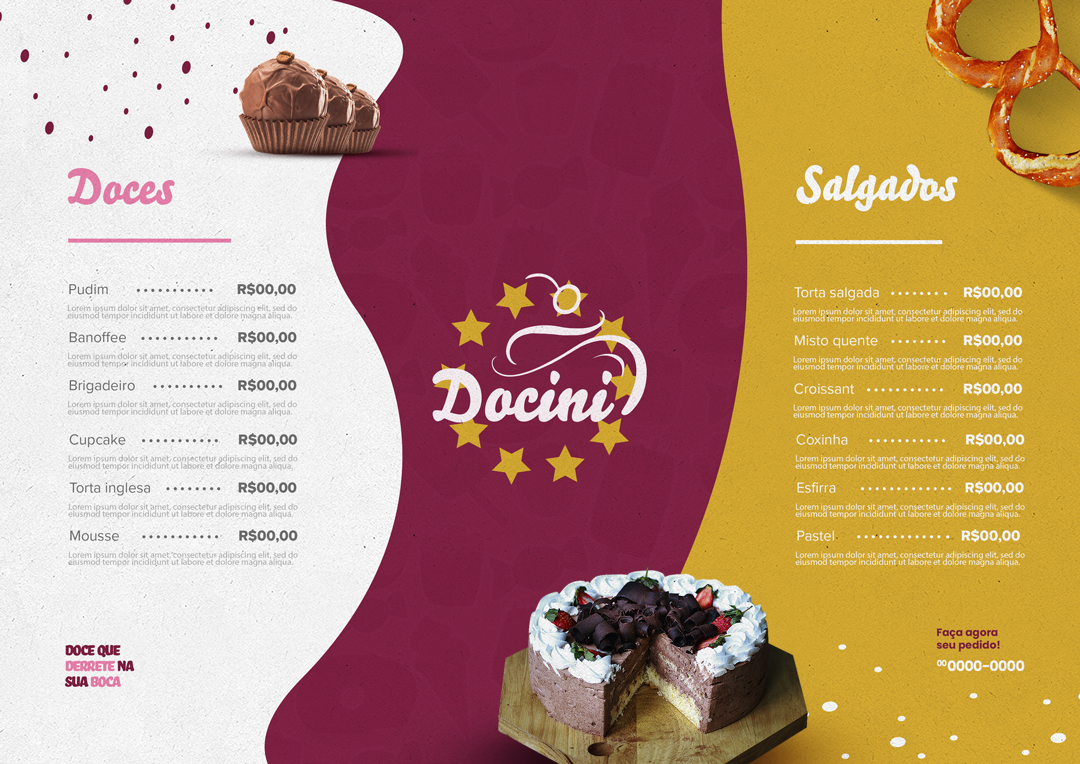 Modelo de Cardápio de Doceria PSD Editável