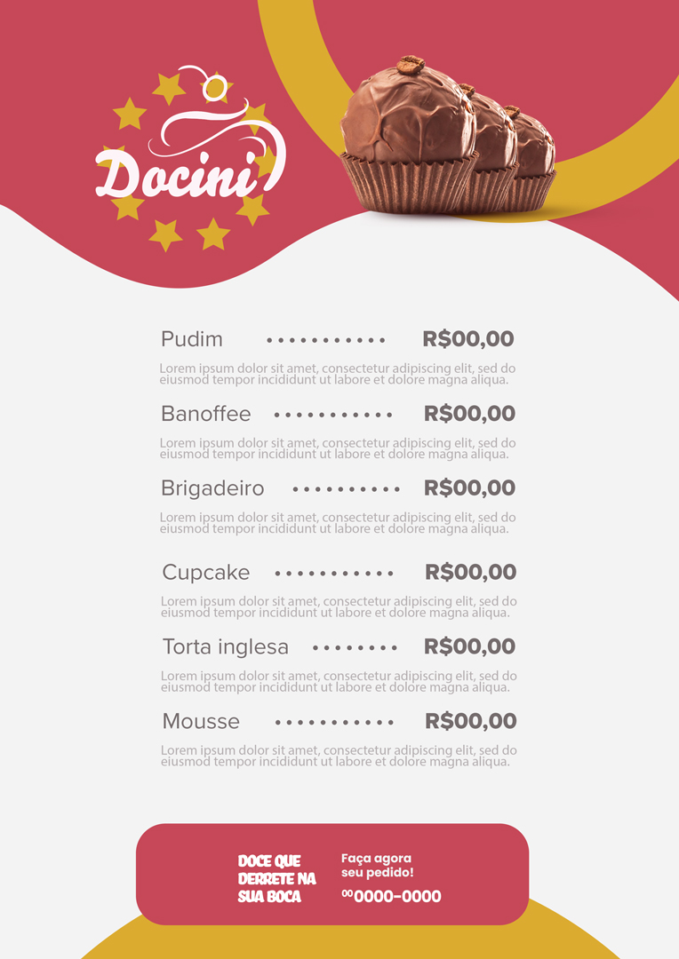 Modelo de Cardápio de Doceria PSD Editável