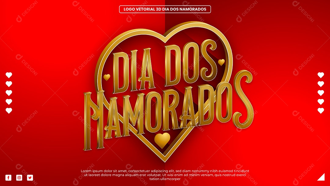 Logo Vetorial 3D Dia dos Namorados EPS