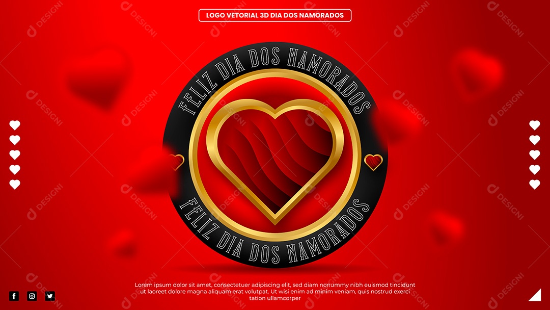 Logo Vetorial 3D Dia dos Namorados EPS