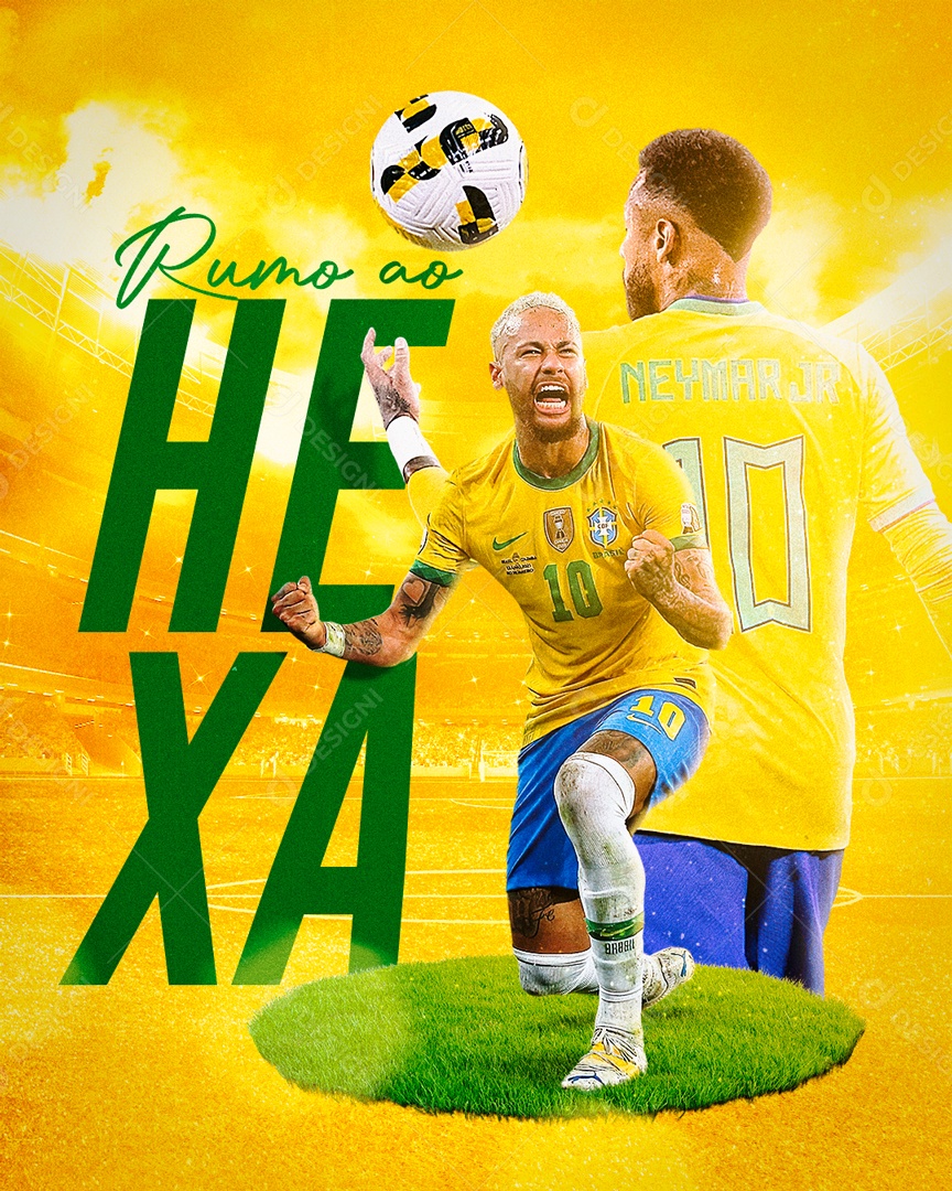 Flyer Jogador Neymar Rumo ao Hexa Social Media PSD Editável