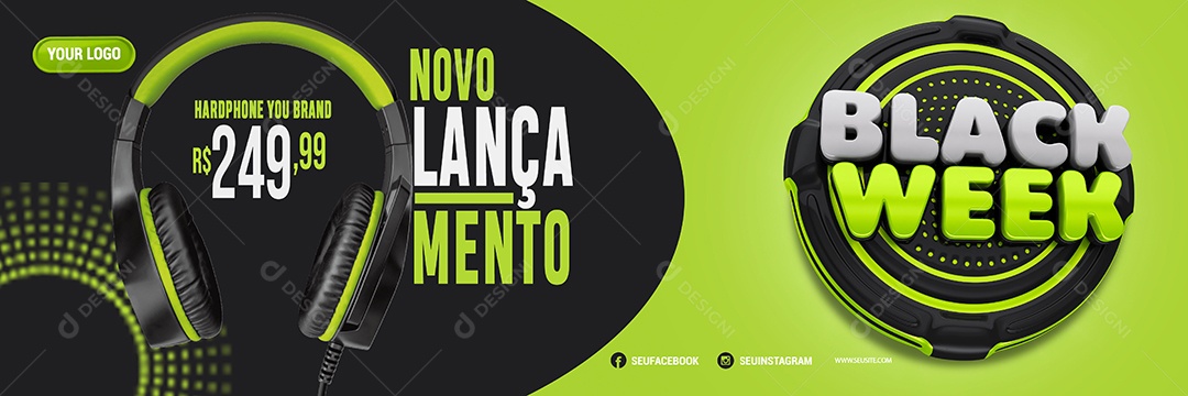 Banner Hardphone Novo Lançamento Loja de Eletrônicos Black Week Social Media PSD Editável