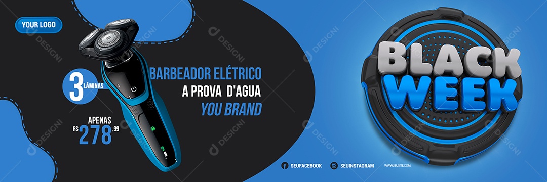 Banner Barbeador Elétrico a Prova Dagua Black Week Social Media PSD Editável