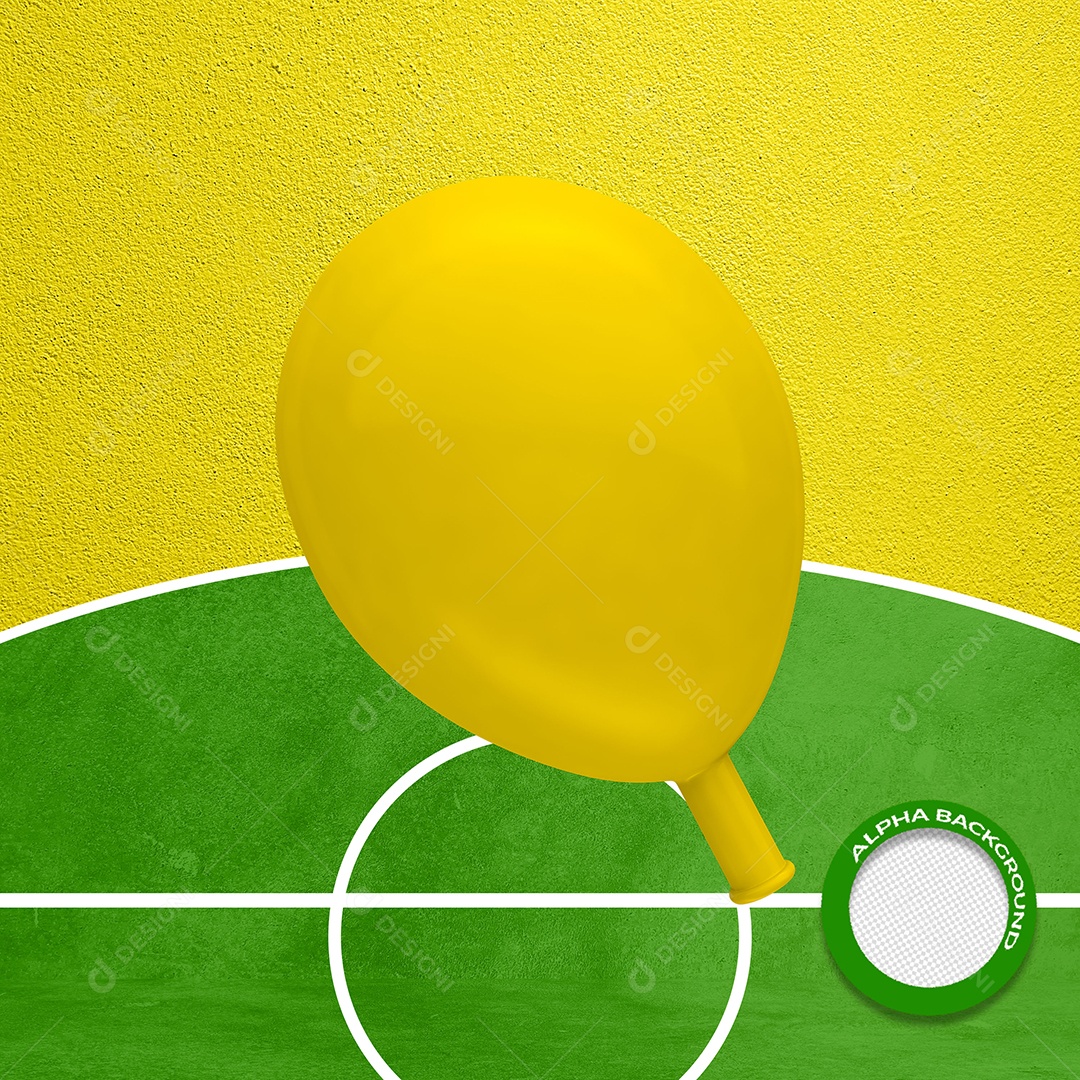 Balão Amarelo Elemento 3D para Composição PSD