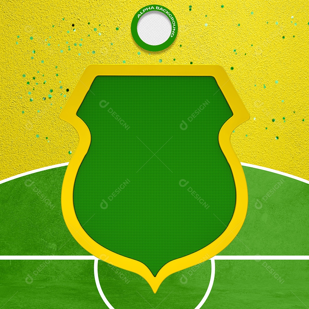 Escudo de Time Elemento 3D Verde e Amarelo para Composição PSD
