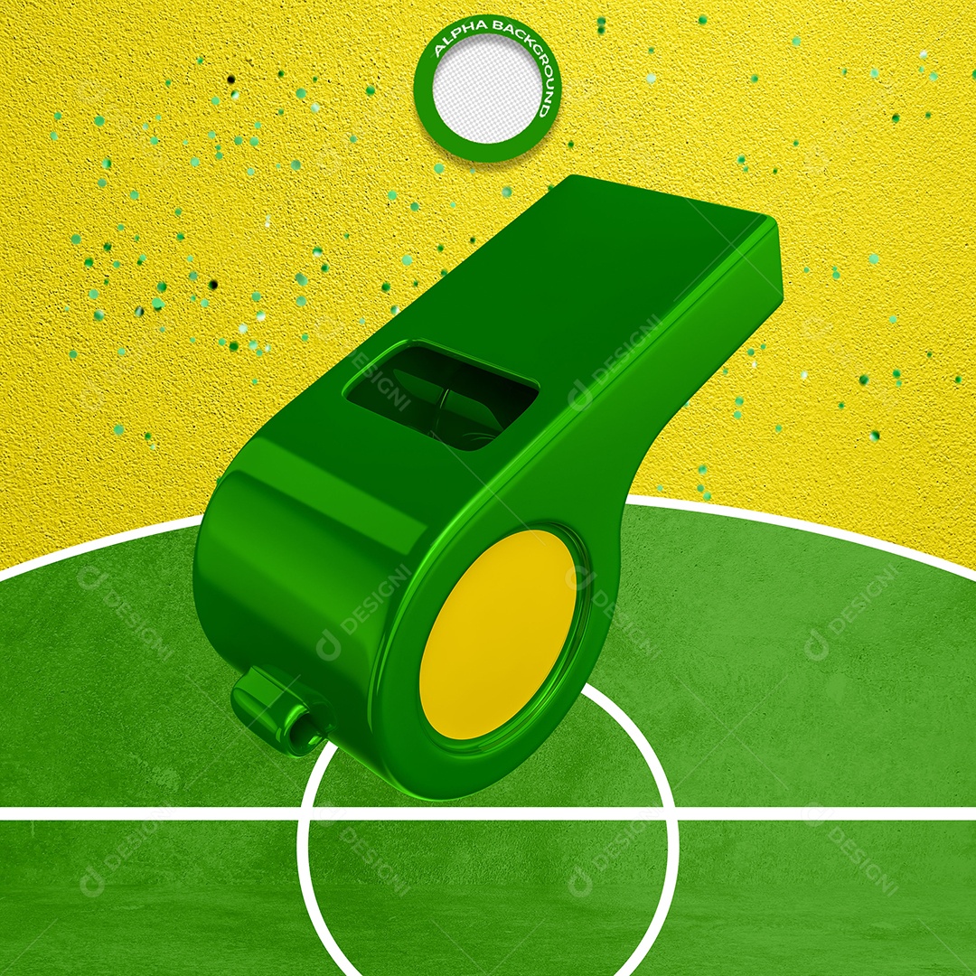 Apito Verde Elemento 3D para Composição PSD