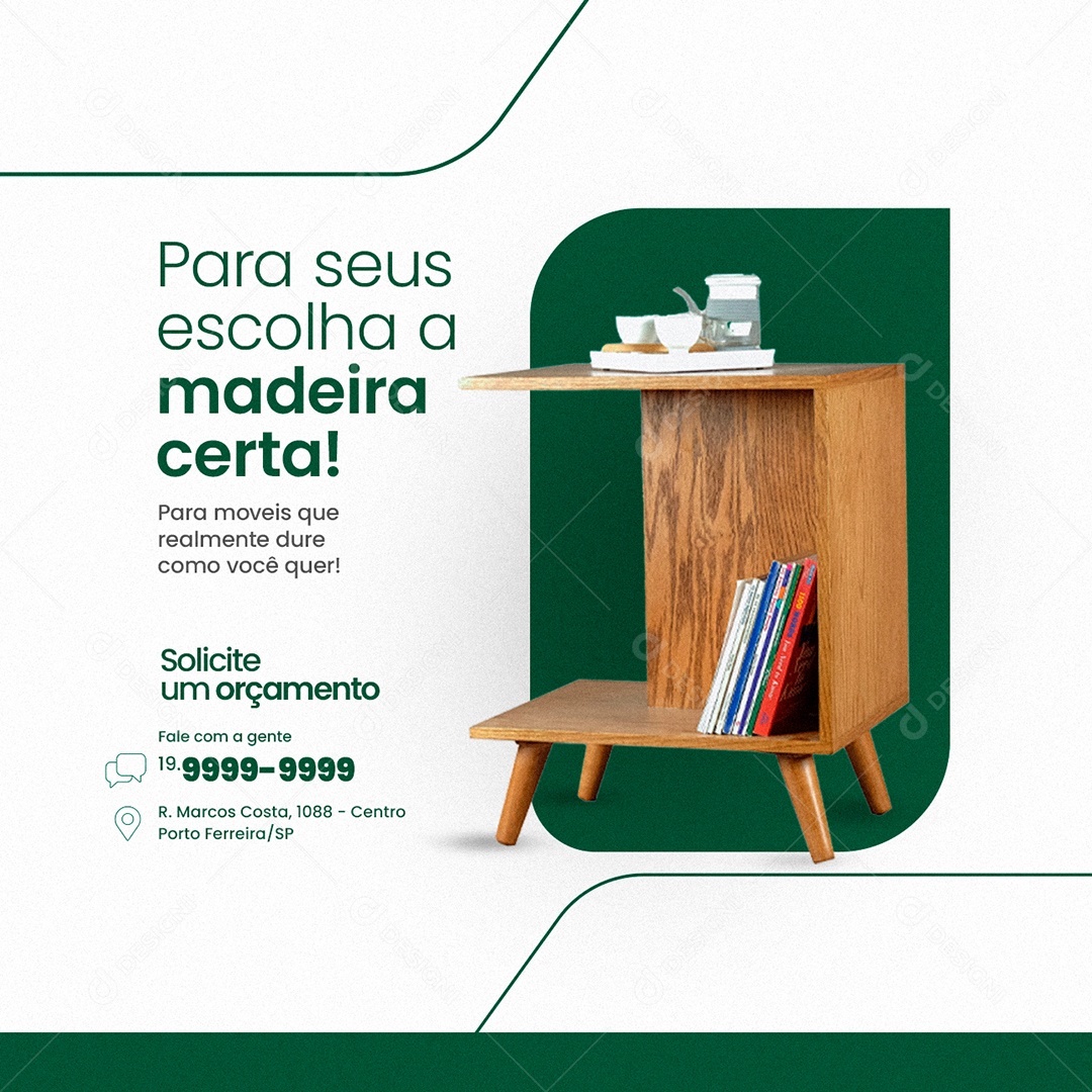 Escolha a Madeira Certa Madeireira Social Media PSD Editável