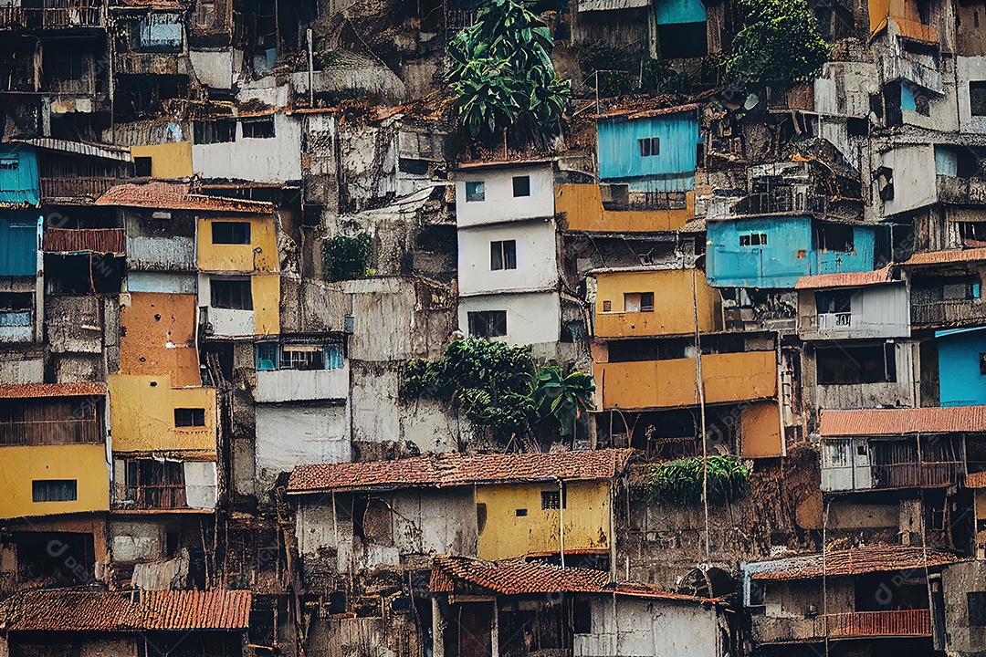 Imagem de uma favela precária, má qualidade de vida
