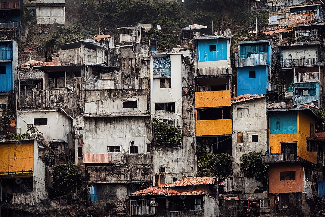 Imagem de uma favela precária, má qualidade de vida