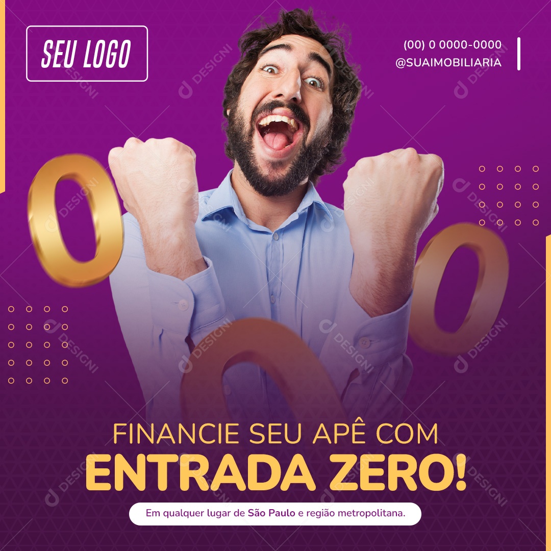 Post Financie Seu Apê Com Zero Entrada Social Media  PSD Editável