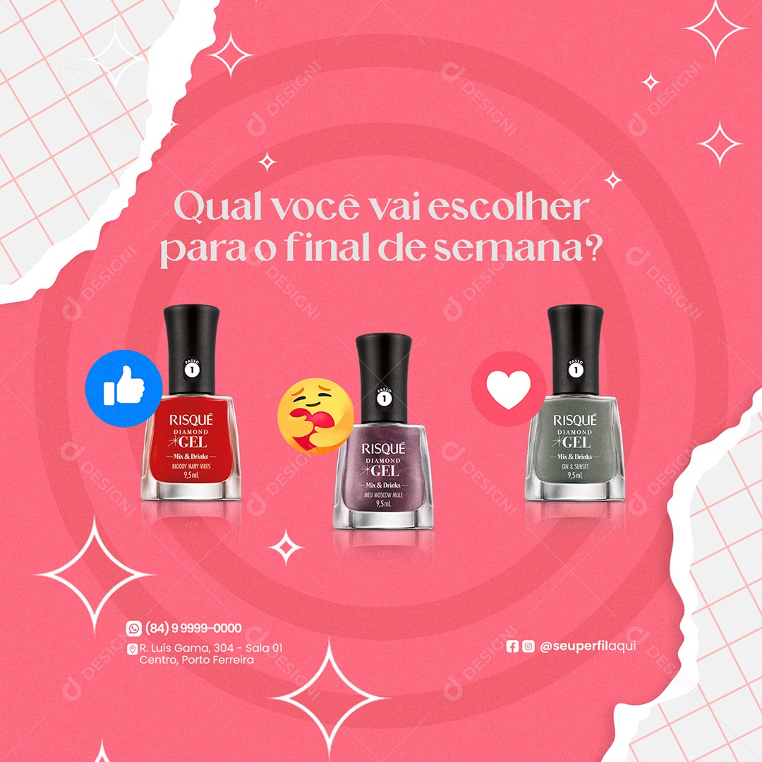 Qual Você Vai Escolher Manicure Social Media PSD Editável