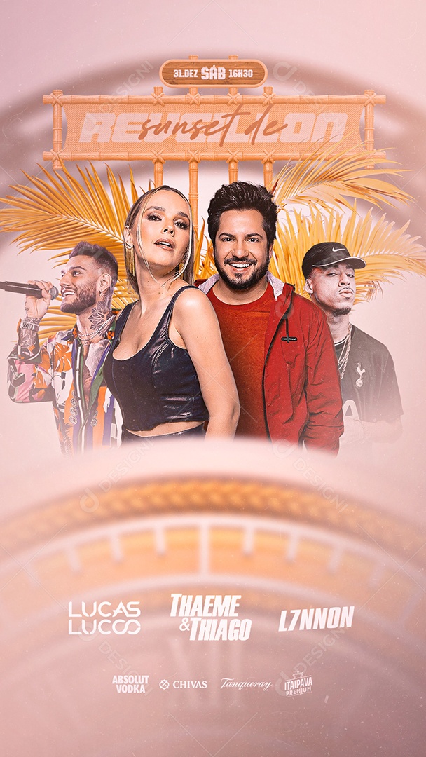 Story Sunset de Reveillon Lucas Lucco Thaeme e Thiago L7nnon Flyers Social Media PSD Editável