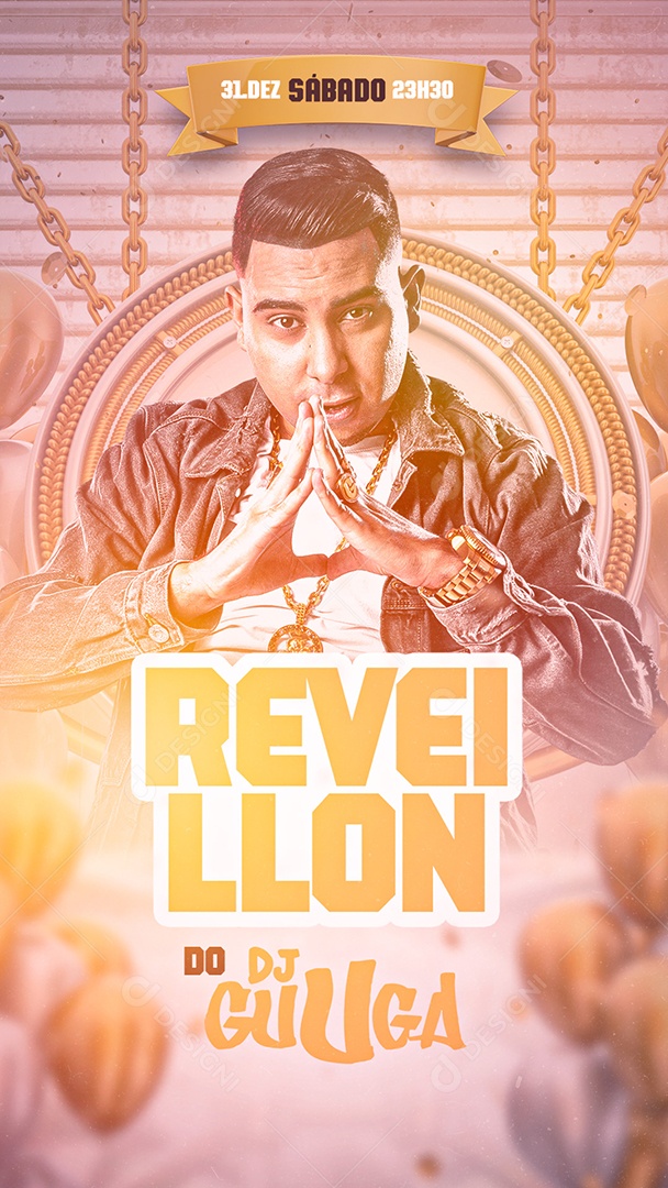 Story Reveillon do Dj Guuga Ano Novo Flyer Social Media PSD Editável