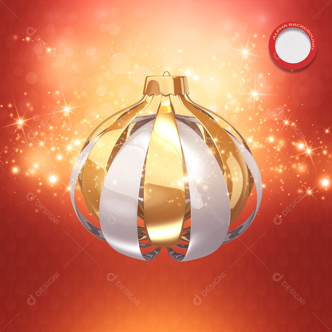 Bola Cinza Decorativa Natalina para Decoração de Natal com Luzes Elemento 3D PSD