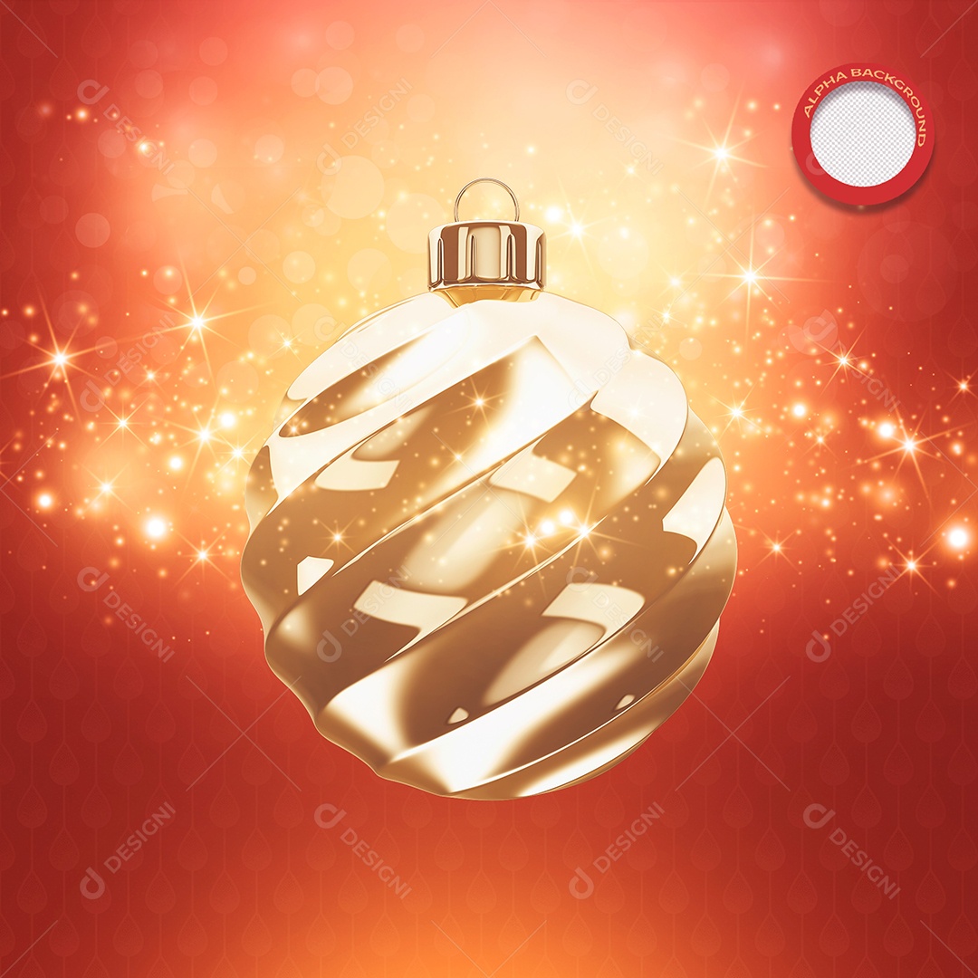 Bola Marrom de Decoração Natalina com Luzes Elemento 3D Decorativo PSD