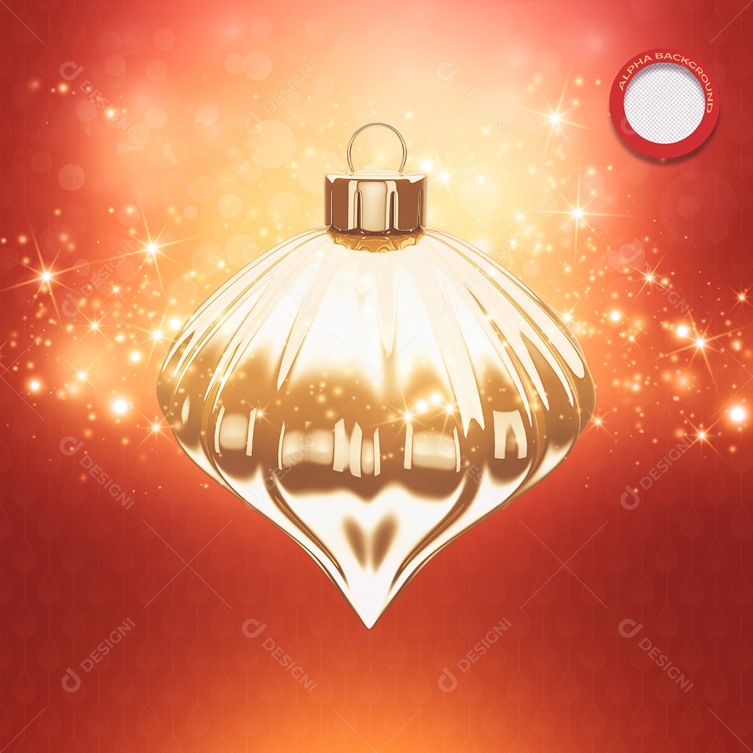 Decoração Natalina Marrom com Luzes Elemento 3D Decorativo PSD