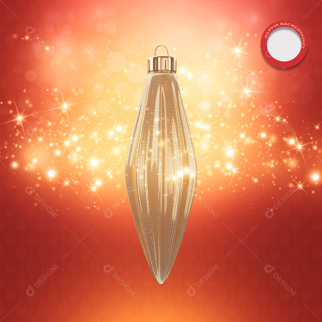 Estrela Dourada de Natal com Luzes Elemento 3D Decorativo PSD