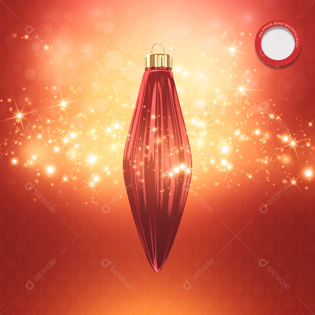 Estrela Vermelha de Natal com Luzes Elemento 3D Decorativo PSD