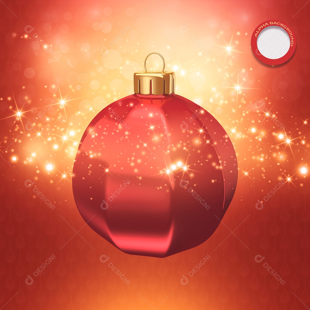 Bola Vermelha de Natal com Luzes Elemento 3D Decorativo PSD