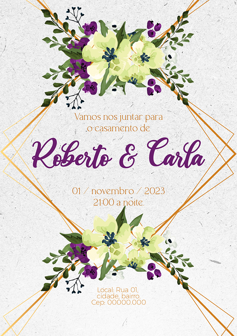 Modelo de Convite de Casamento PSD Editável