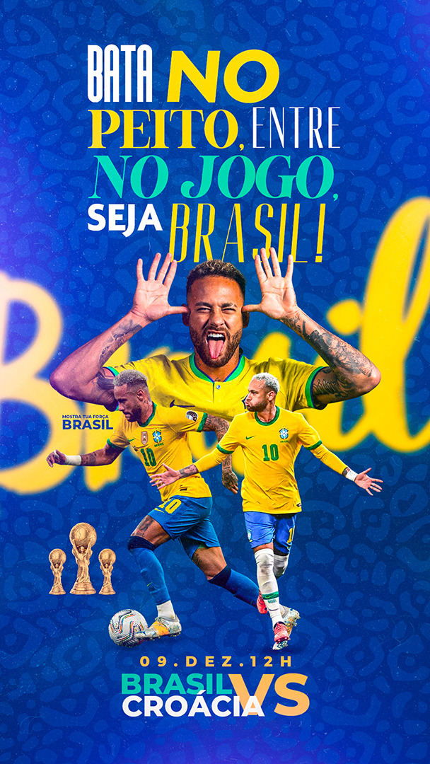 Flyer Futebol Brasil Rumo Ao Hexa Copa do Mundo Neymar Story Social Media PSD Editável