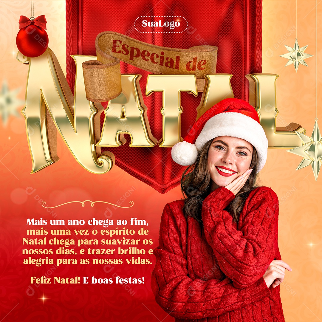 Especial de Natal Mais um Ano Chega ao Fim Mais Uma Vez o Espírito de Natal Chega Para Suavizar os Nossos Dias e Trazer Brilho e Alegria Para as Nossas Vidas Feliz Natal e Boas Festas Social Media PSD Editável