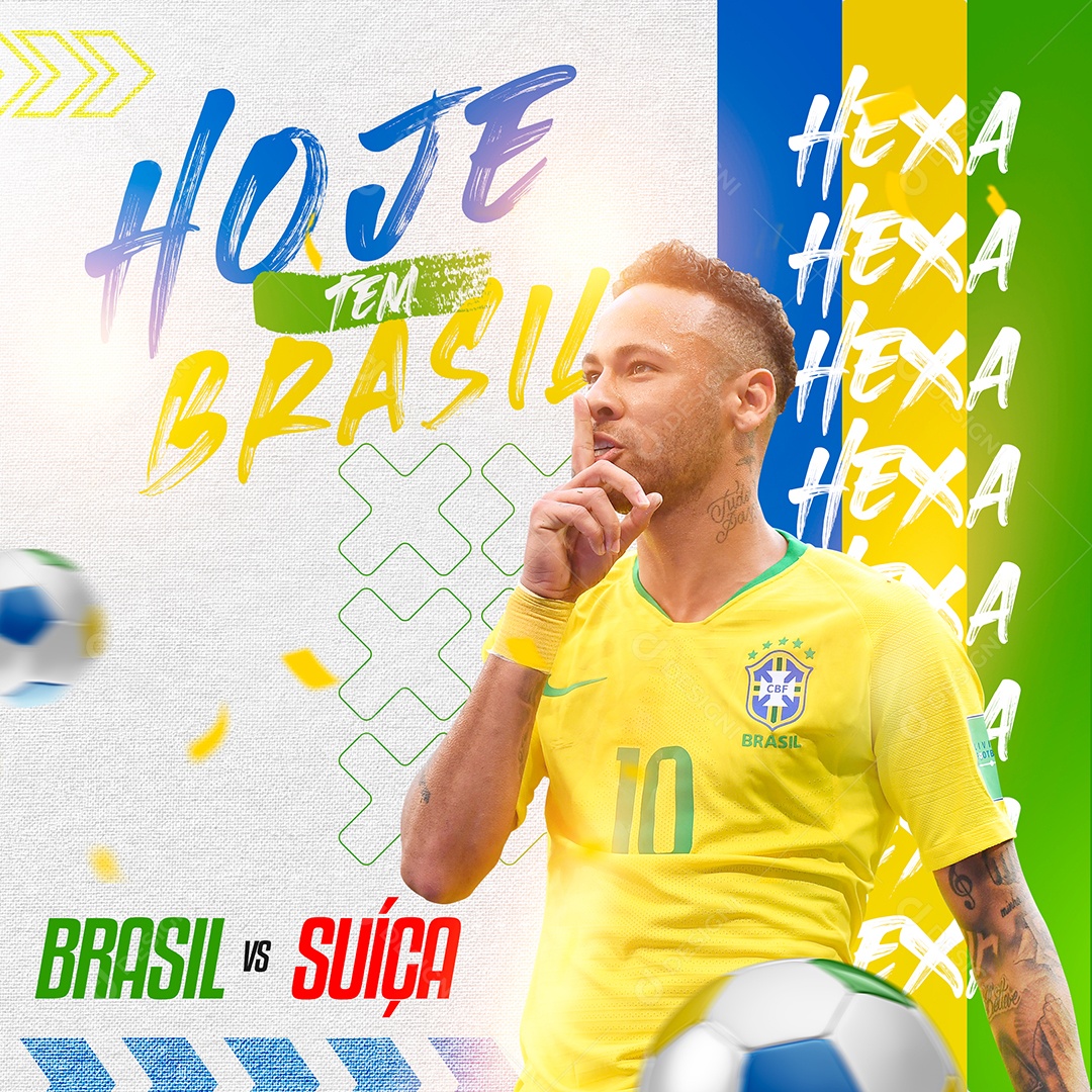 Hoje Tem Brasil x Suíça Social Media PSD Editável