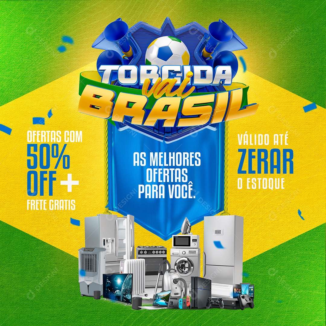 Torcida Vai Brasil As Melhores Ofertas Para Você Social Media PSD Editável