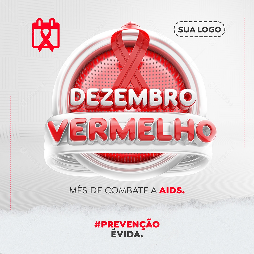 Selo 3D Para Composição Dezembro Vermelho PSD