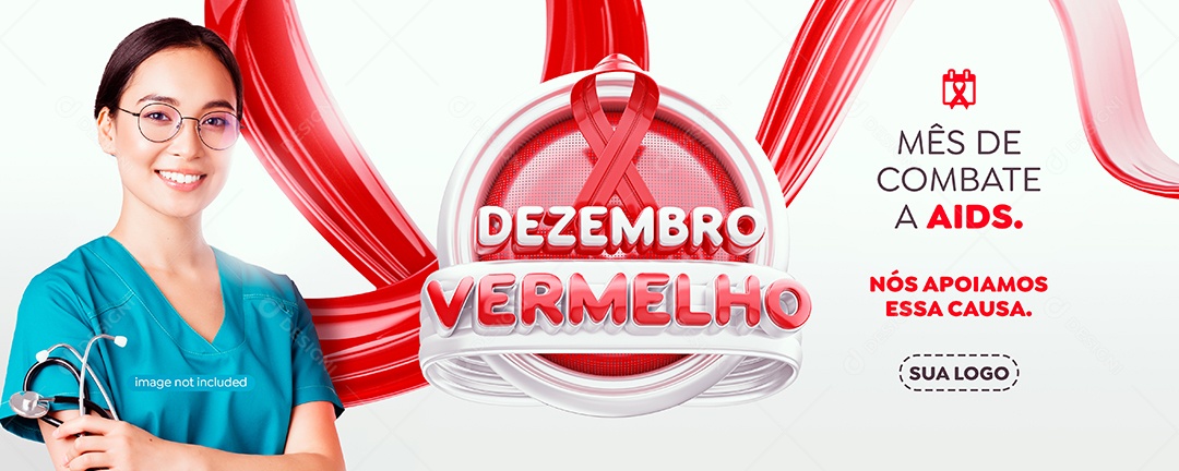 Banner Dezembro Vermelho Mês De Prevenção Ao HIV e Aids Social Media PSD Editável