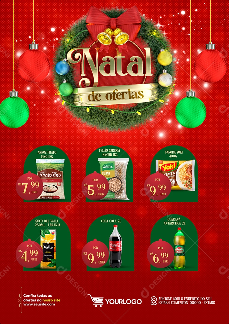 Natal de Ofertas Venha Conferir Social Media PSD Editável