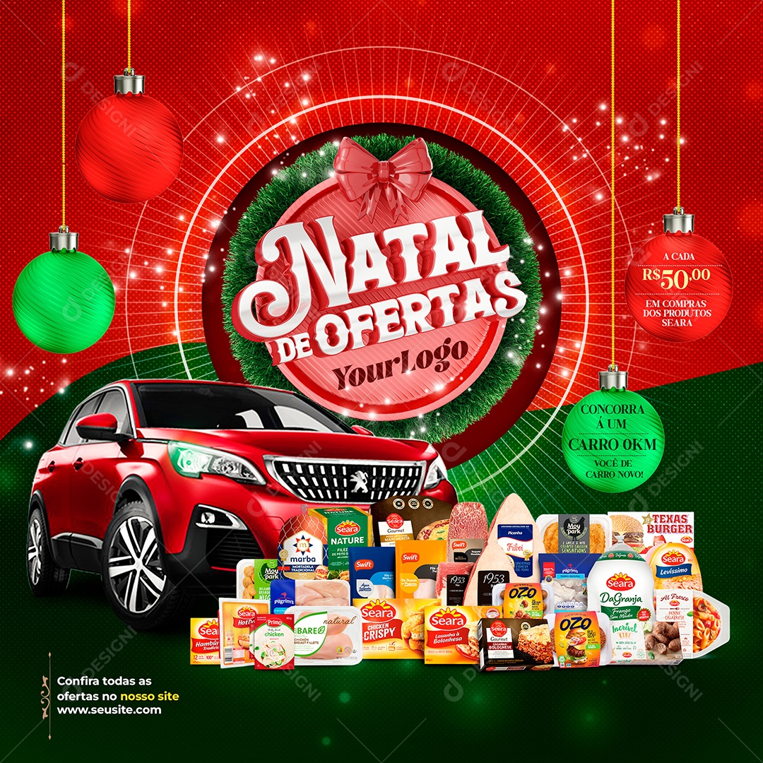 Natal de Ofertas Venha Conferir Social Media PSD Editável