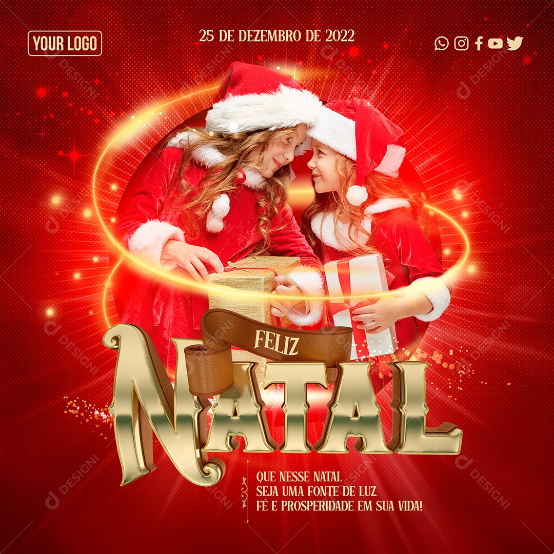 Feliz Natal Que Nesse Natal Seja Uma Fonte de Luz Fé e Prosperidade em Sua Vida Social Media PSD Editável