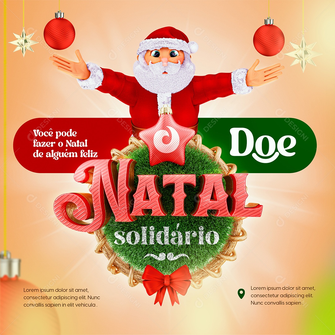 Natal Solidário Doe Você Pode Fazer o Natal de Alguém Feliz Social Media PSD Editável
