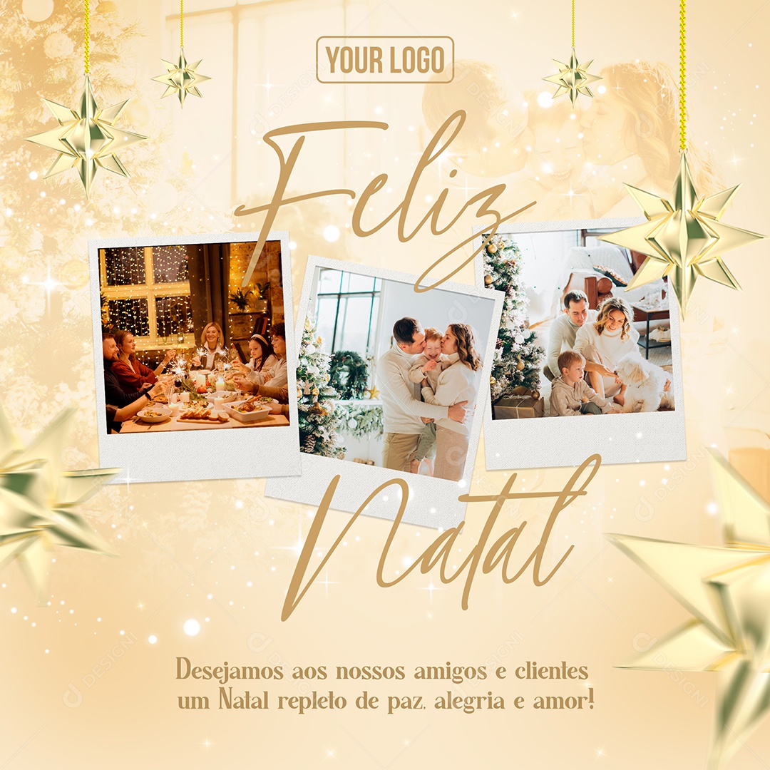 Feliz Natal Desejamos Aos Nossos Amigos e Clientes um Natal Repleto de Paz e Alegria Social Media PSD Editável