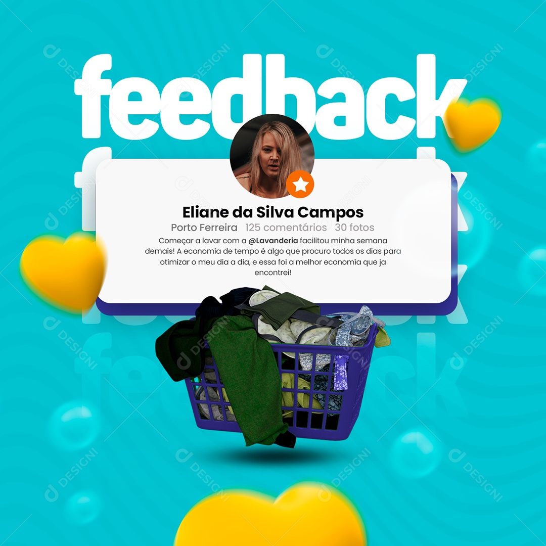 Feedback Facilitou Minha Semana Lavanderia Social Media PSD Editável