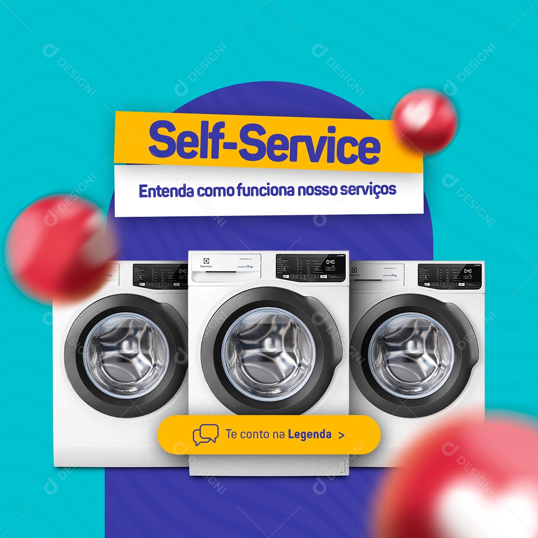 Self Service Lavanderia Social Media PSD Editável