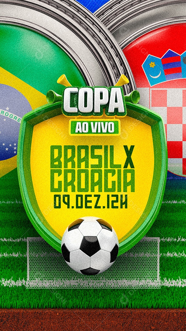 Story Copa ao Vivo Brasil x Croácia Copa do Mundo Futebol Social Media PSD Editável