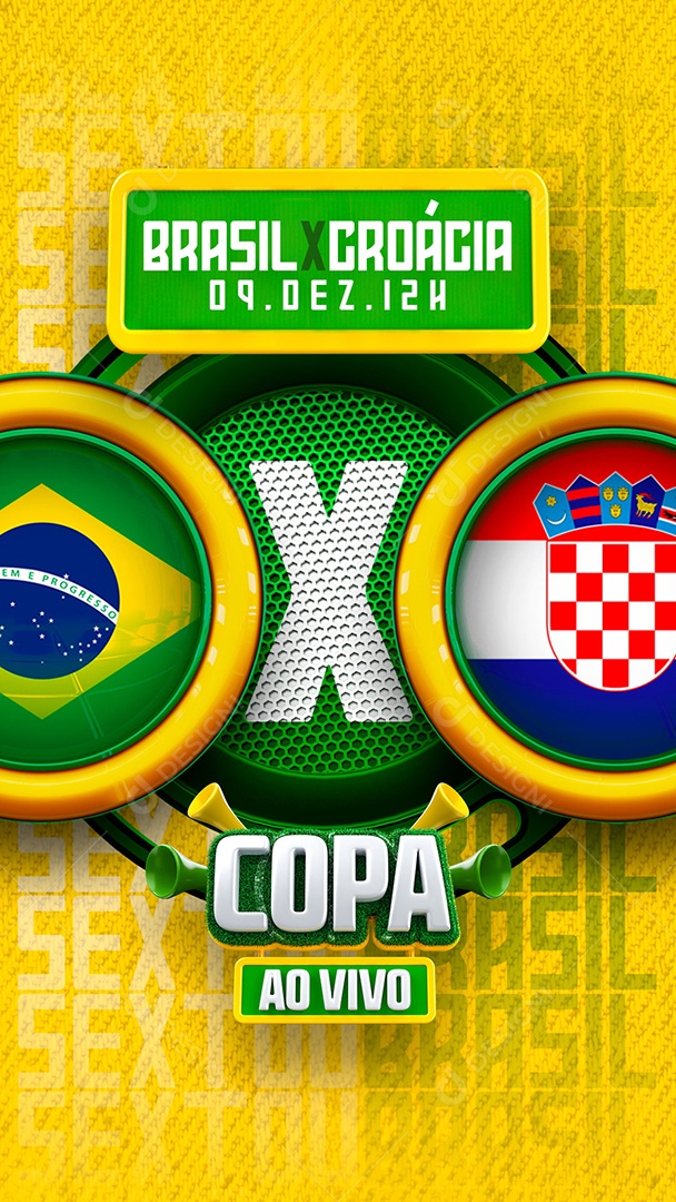 Story Brasil x Croácia ao Vivo Copa do Mundo Futebol Social Media PSD Editável