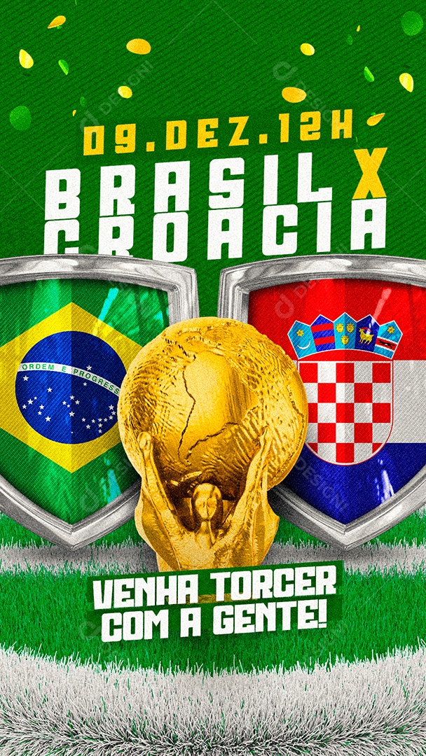 Story Venha Torcer com a Gente Brasil x Croácia Copa do Mundo Social Media PSD Editável