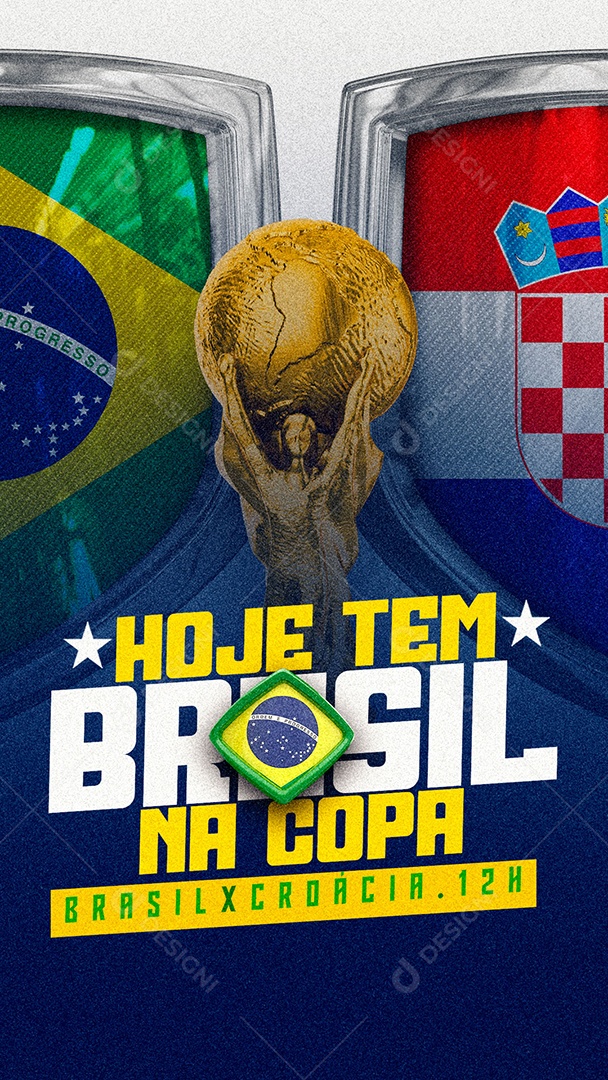 Story Hoje tem Brasil na Copa Jogo Brasil x Croácia Copa do Mundo Social Media PSD Editável