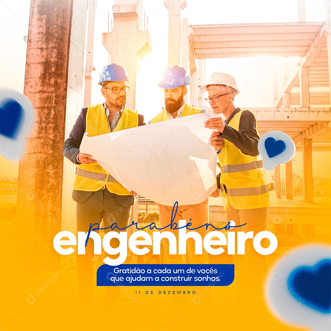 Post Dia do Engenheiro 11 de Dezembro Social Media PSD Editável