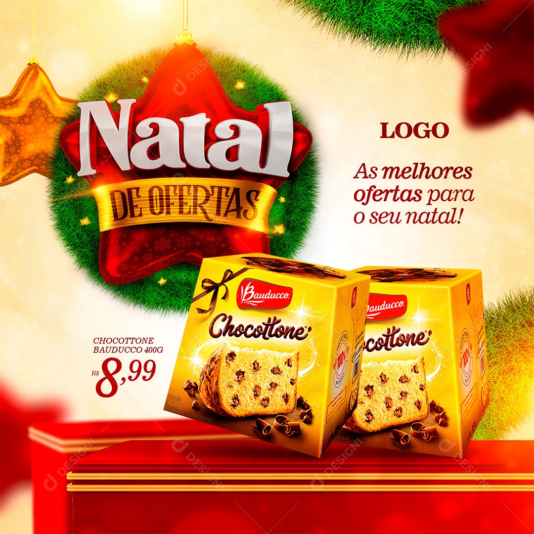 Post Natal Panetone Social Media PSD Editável