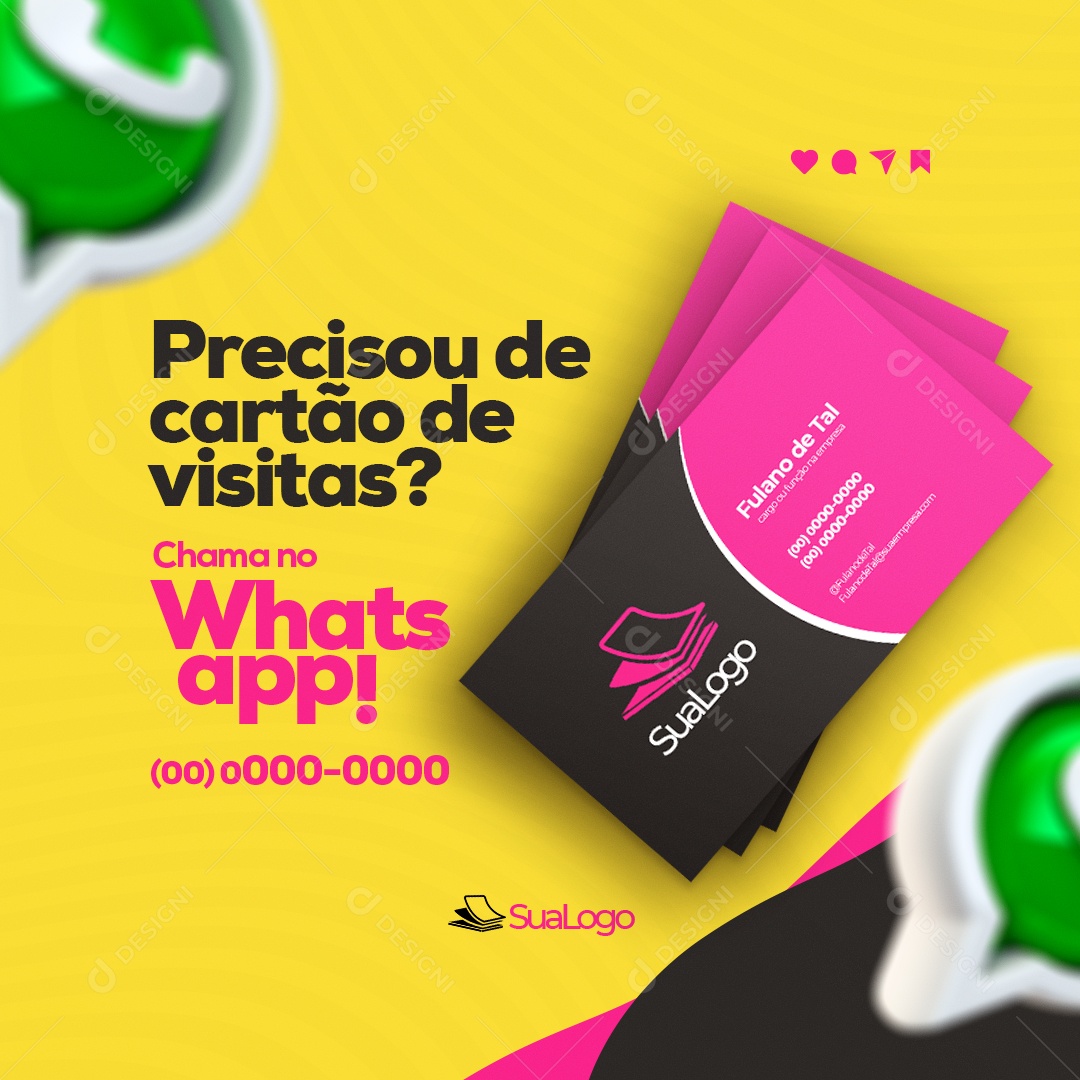 Precisou de Cartão de de Visitas? Chama no Whats Gráfica Social Media PSD Editável