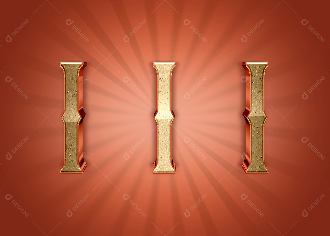 Letra I Alfabeto Elementos 3D PSD