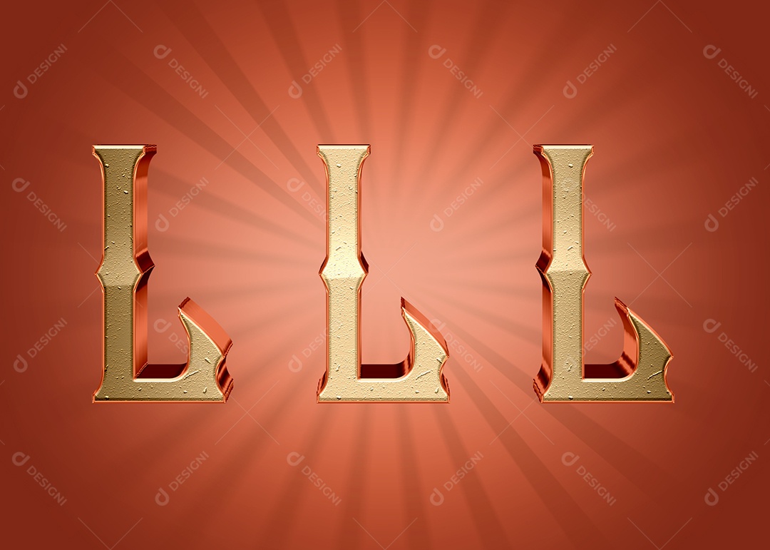 Letra L Alfabeto Elementos 3D PSD