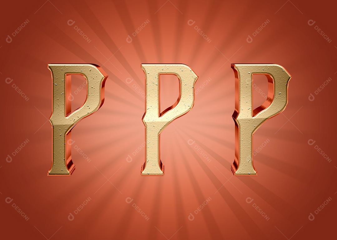 Letra P Alfabeto Elementos 3D PSD