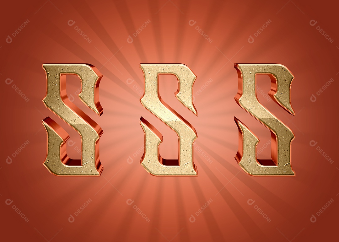 Letra S Alfabeto Elementos 3D PSD
